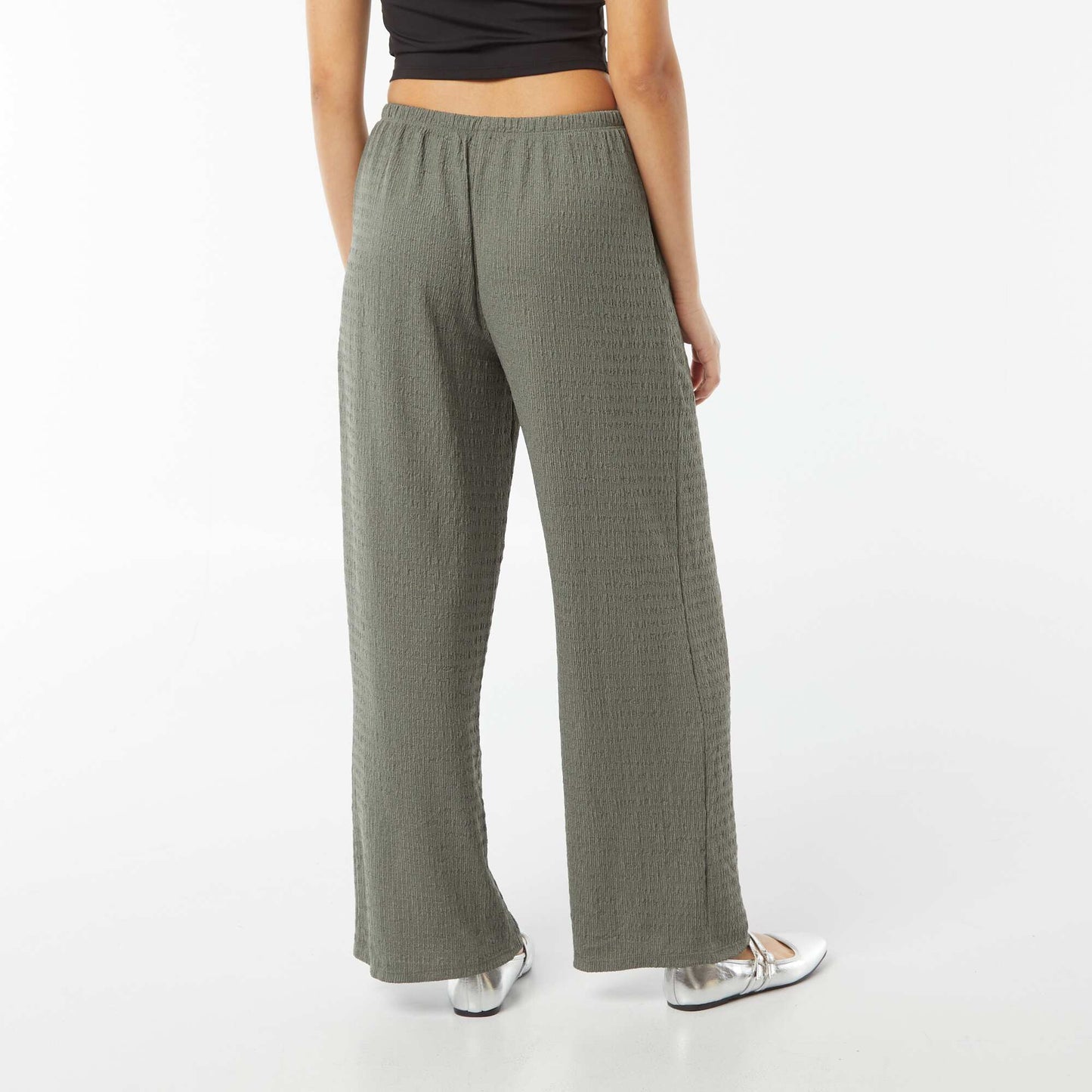 Pantalon large en maille crêpée VERT