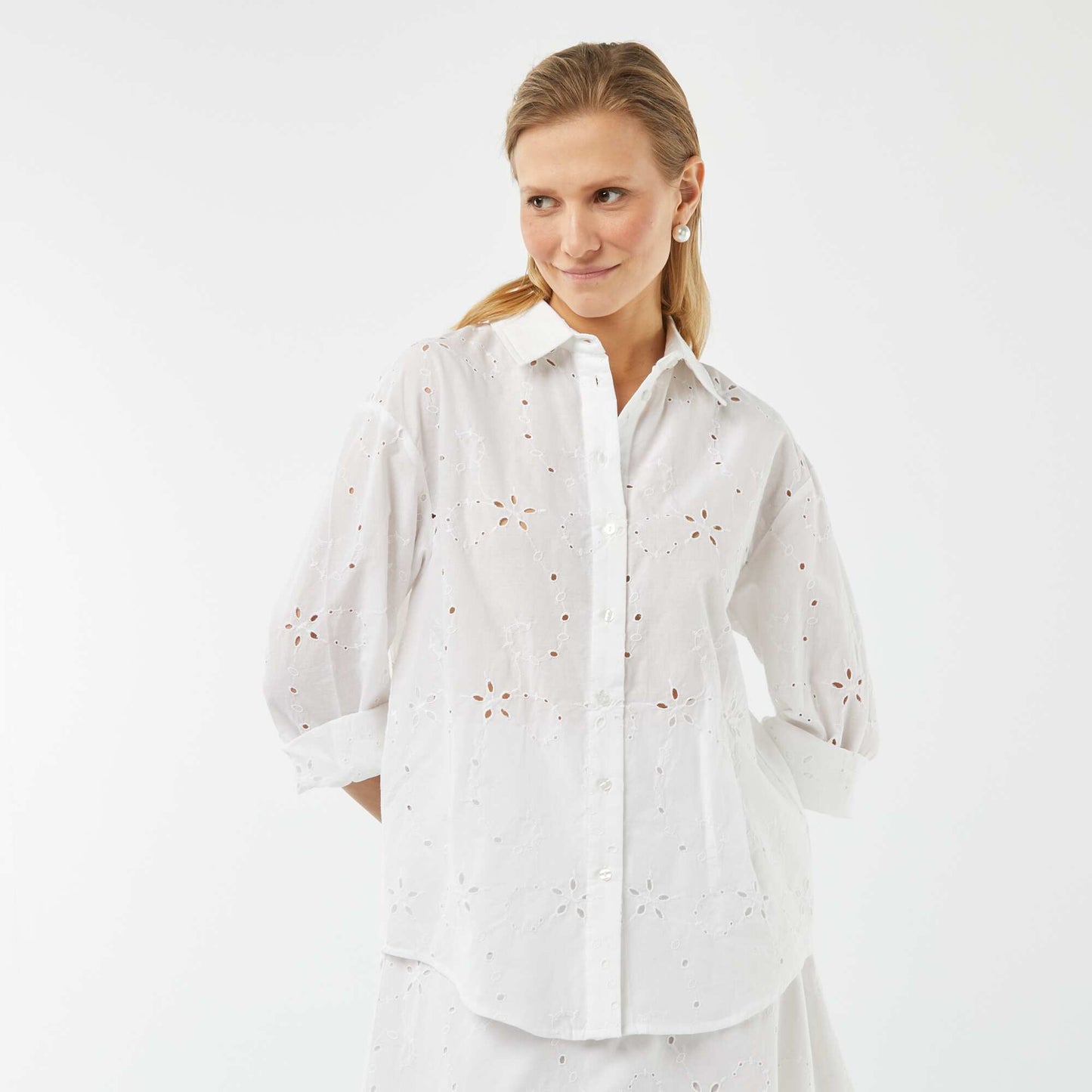 Chemise avec broderies anglaises BLANC