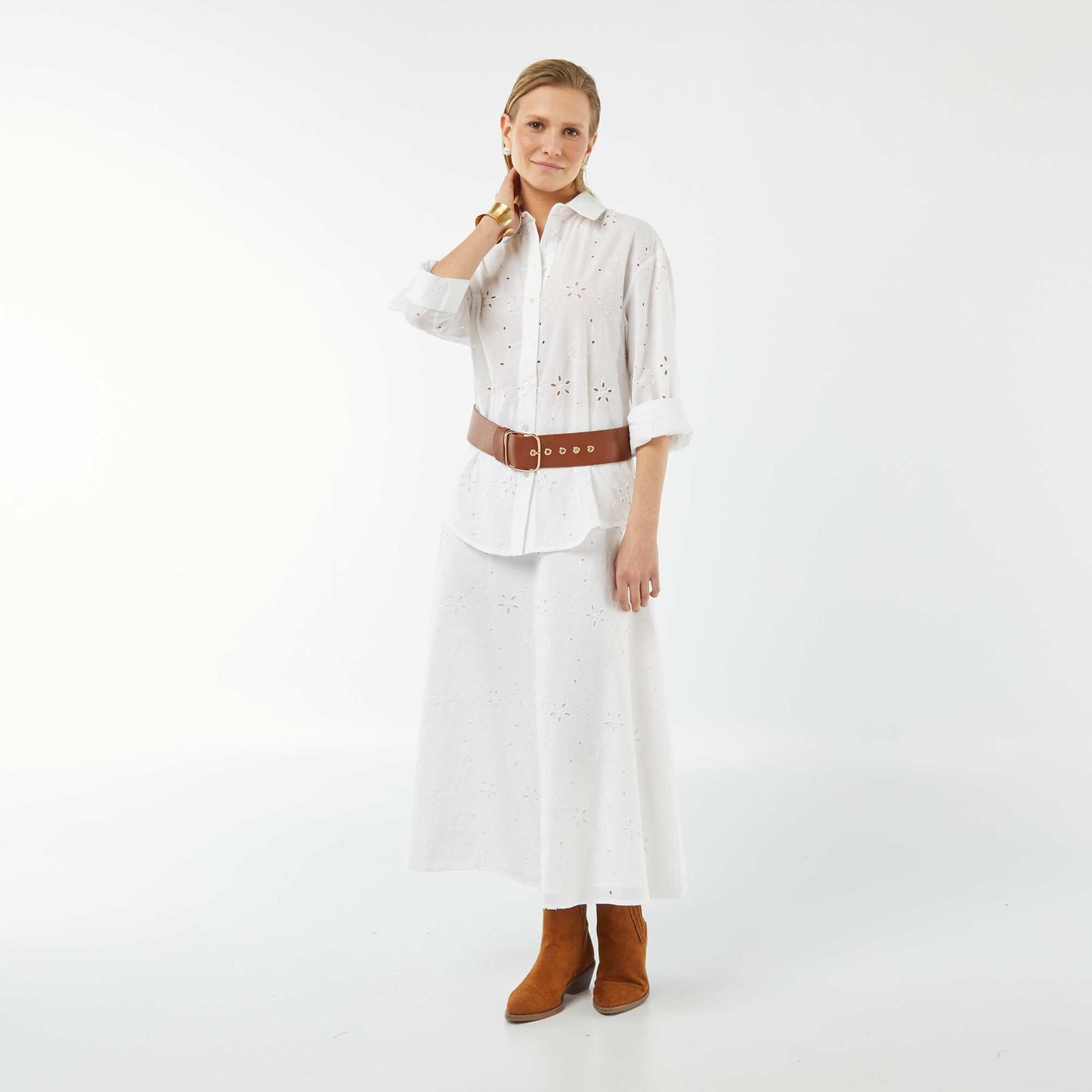 Chemise avec broderies anglaises BLANC