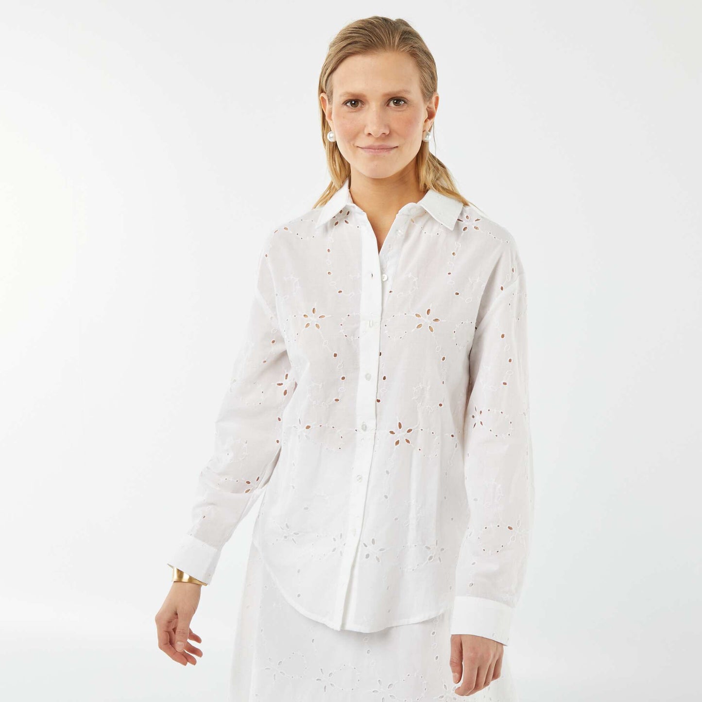Chemise avec broderies anglaises BLANC
