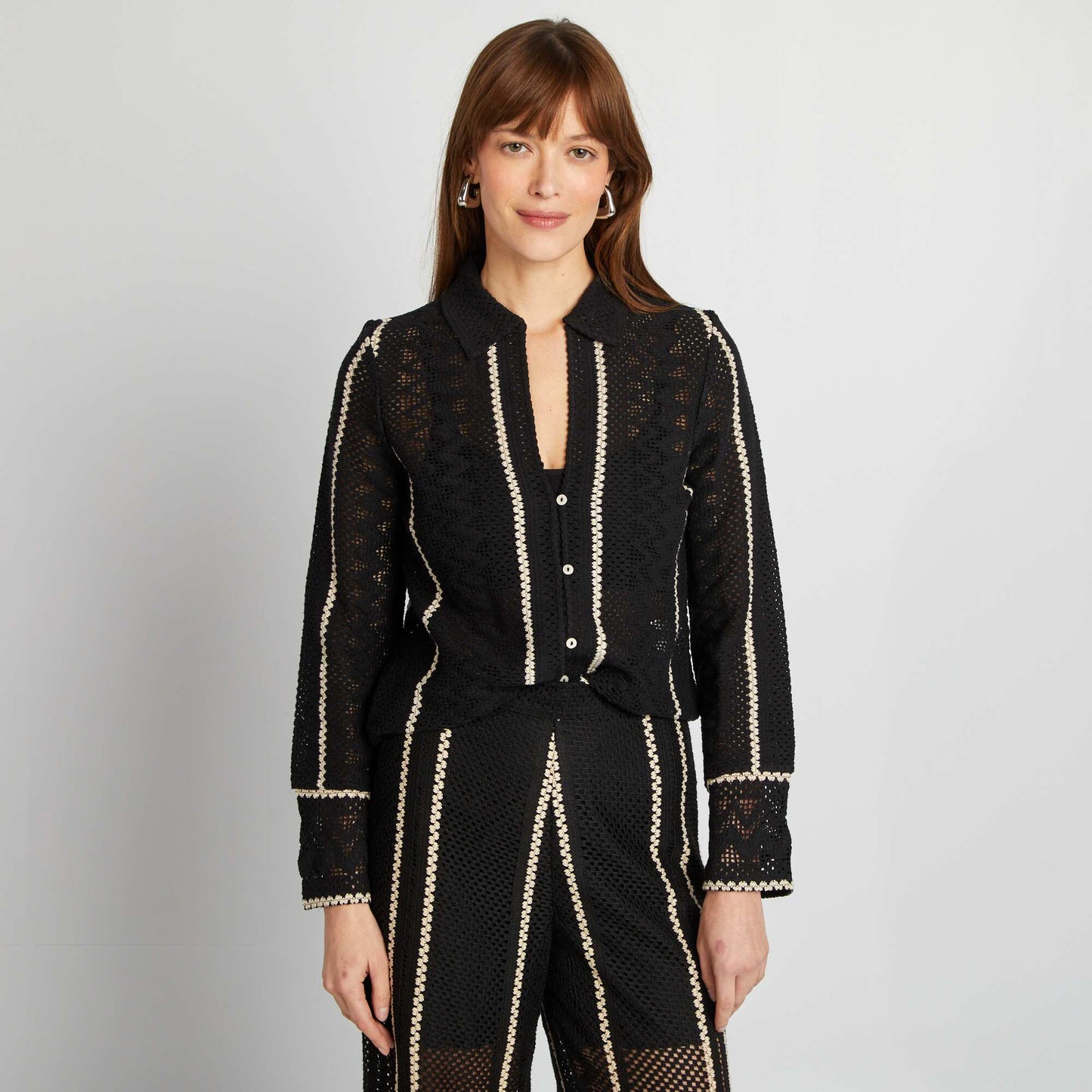 Chemisier en crochet NOIR