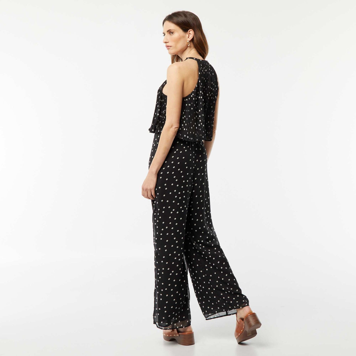 Combinaison pantalon avec haut plissé à emmanchure américaine BLANC
