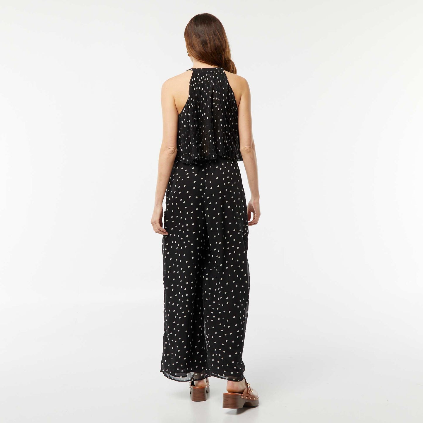 Combinaison pantalon avec haut plissé à emmanchure américaine BLANC