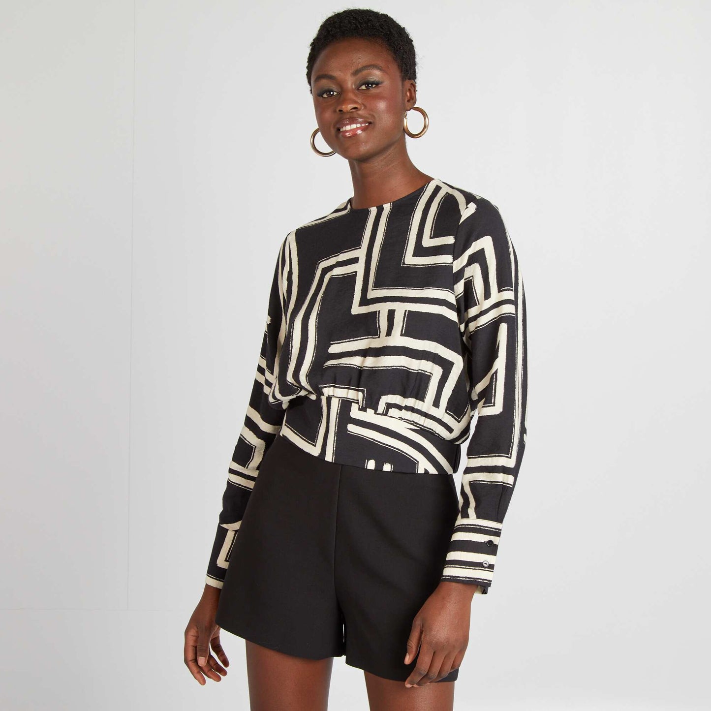 Blouse fluide imprimée Noir