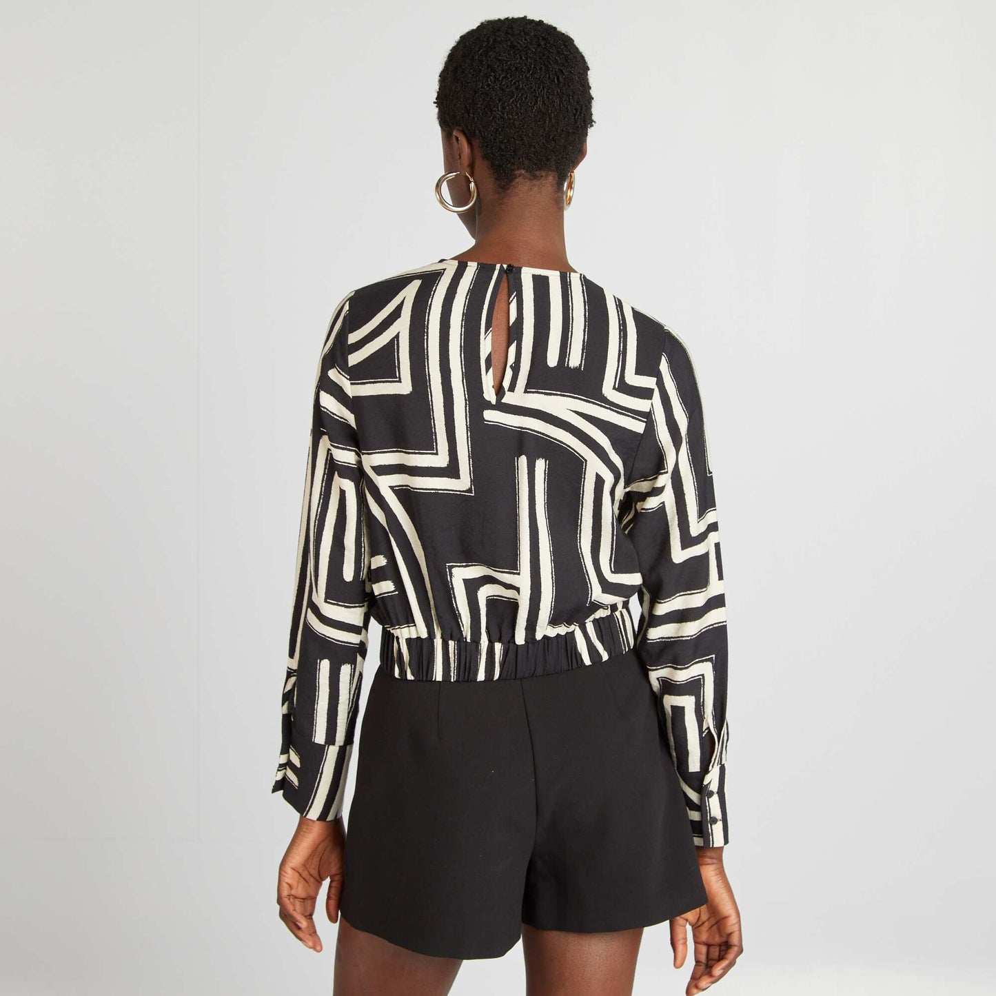 Blouse fluide imprimée Noir