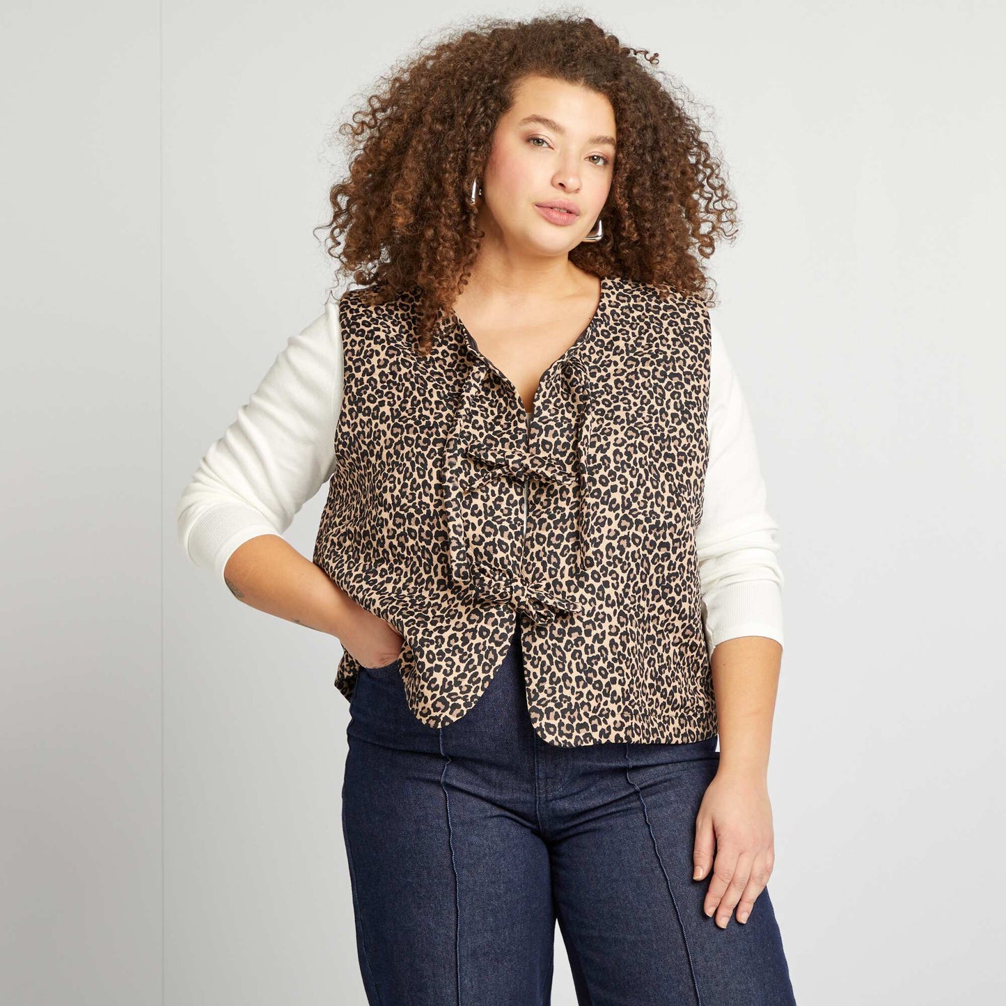 Veste matelassée sans manches 'léopard' MARRON