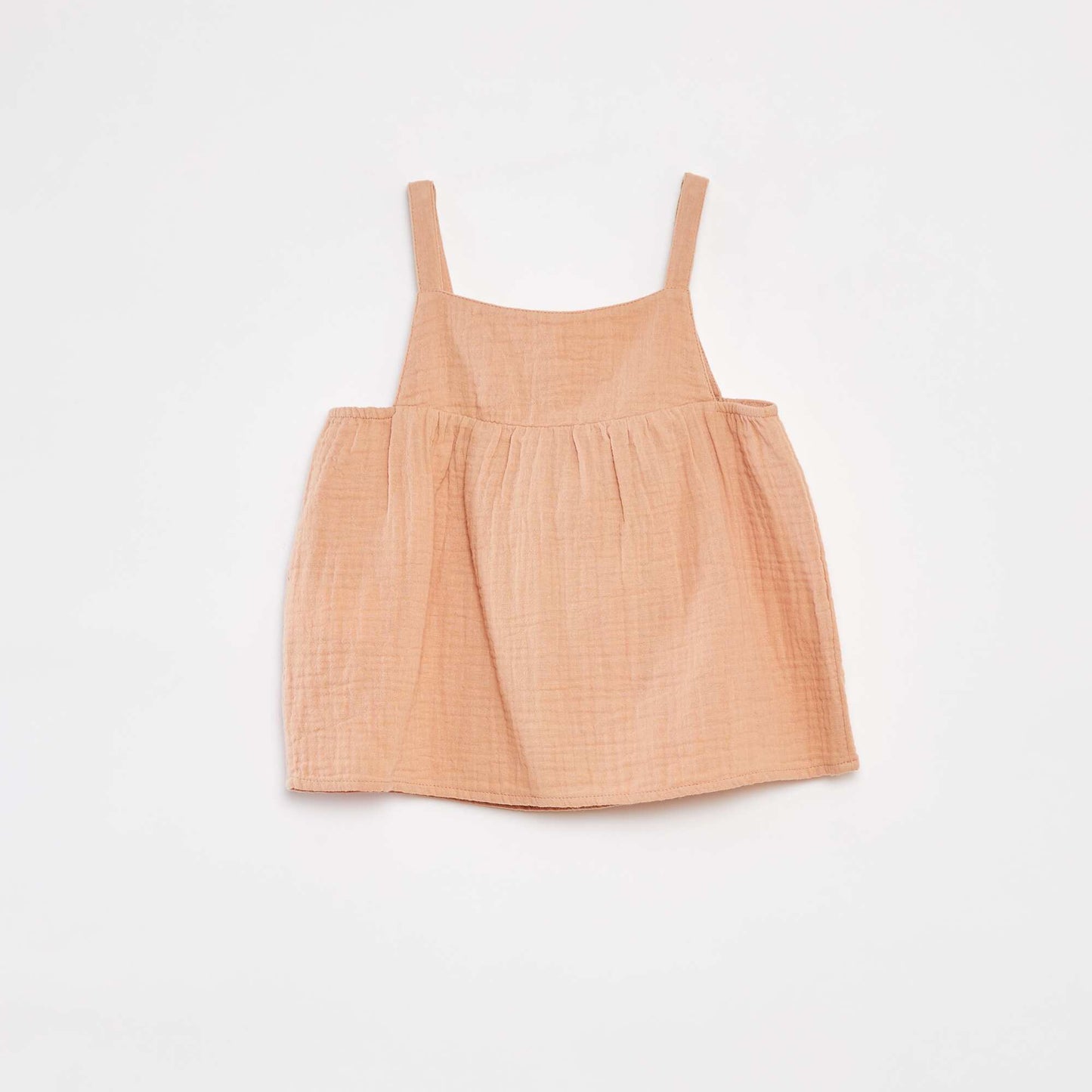 Top fines bretelles en gaze de coton BEIGE