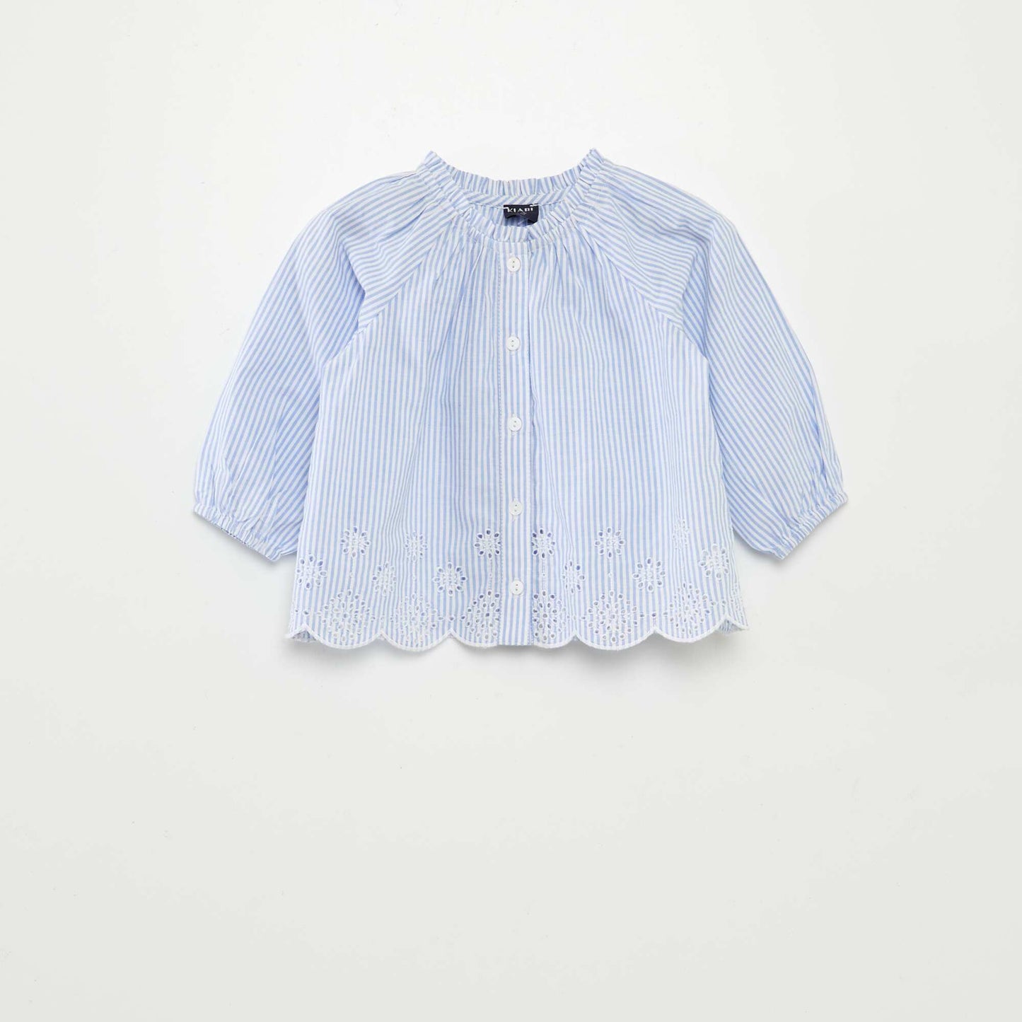 Blouse en voile de coton avec broderies anglaises BLEU