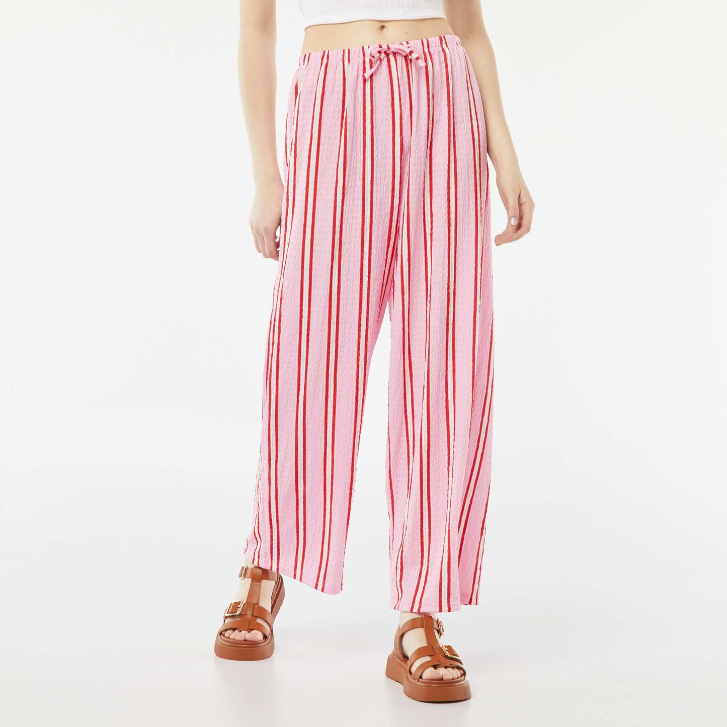 Pantalon large en maille gaufrée ROSE