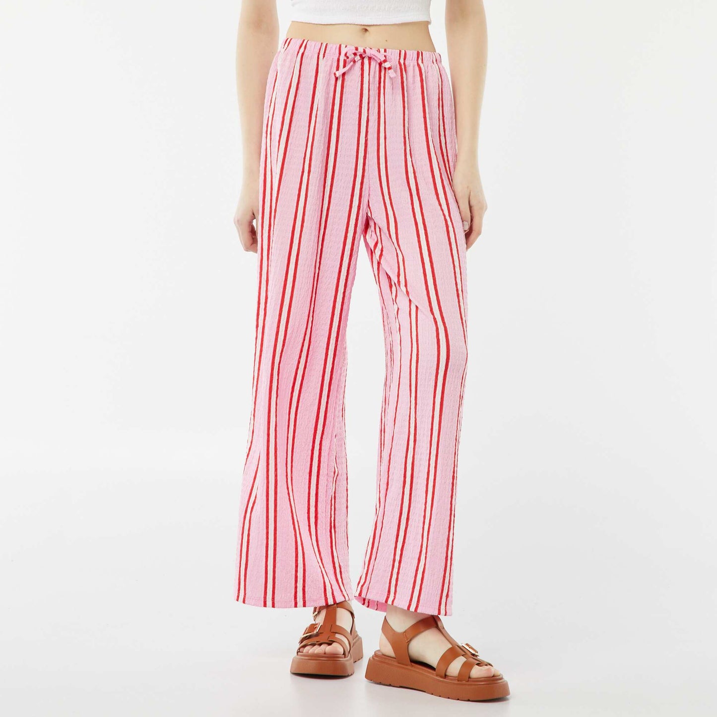 Pantalon large en maille gaufrée ROSE