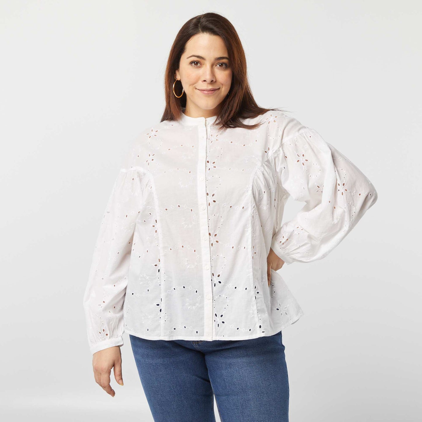 Blouse en broderie anglaise BLANC
