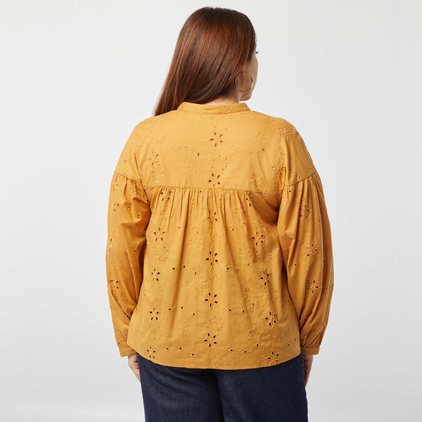 Blouse en broderie anglaise MOUTARDE