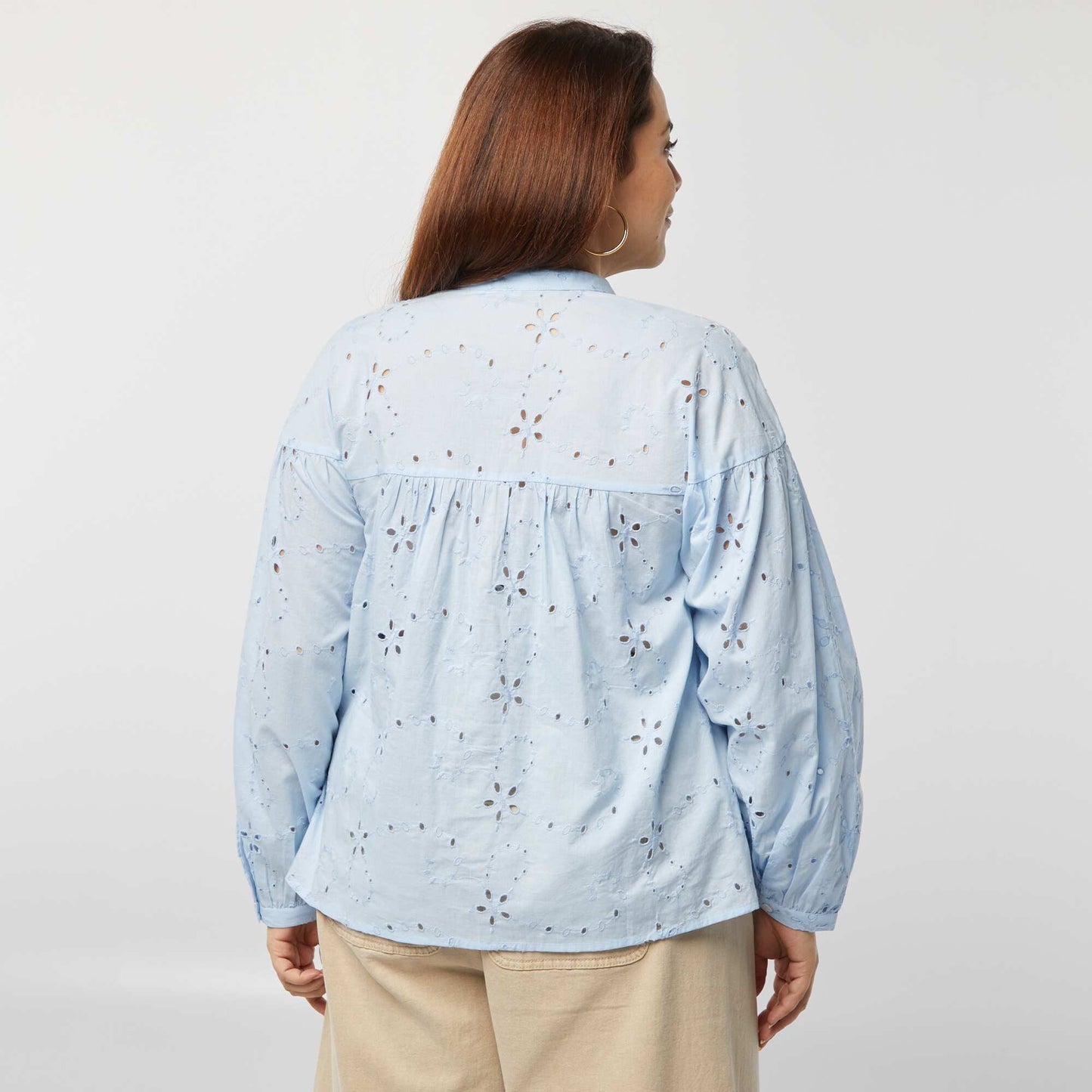 Blouse en broderie anglaise BLEU CIEL