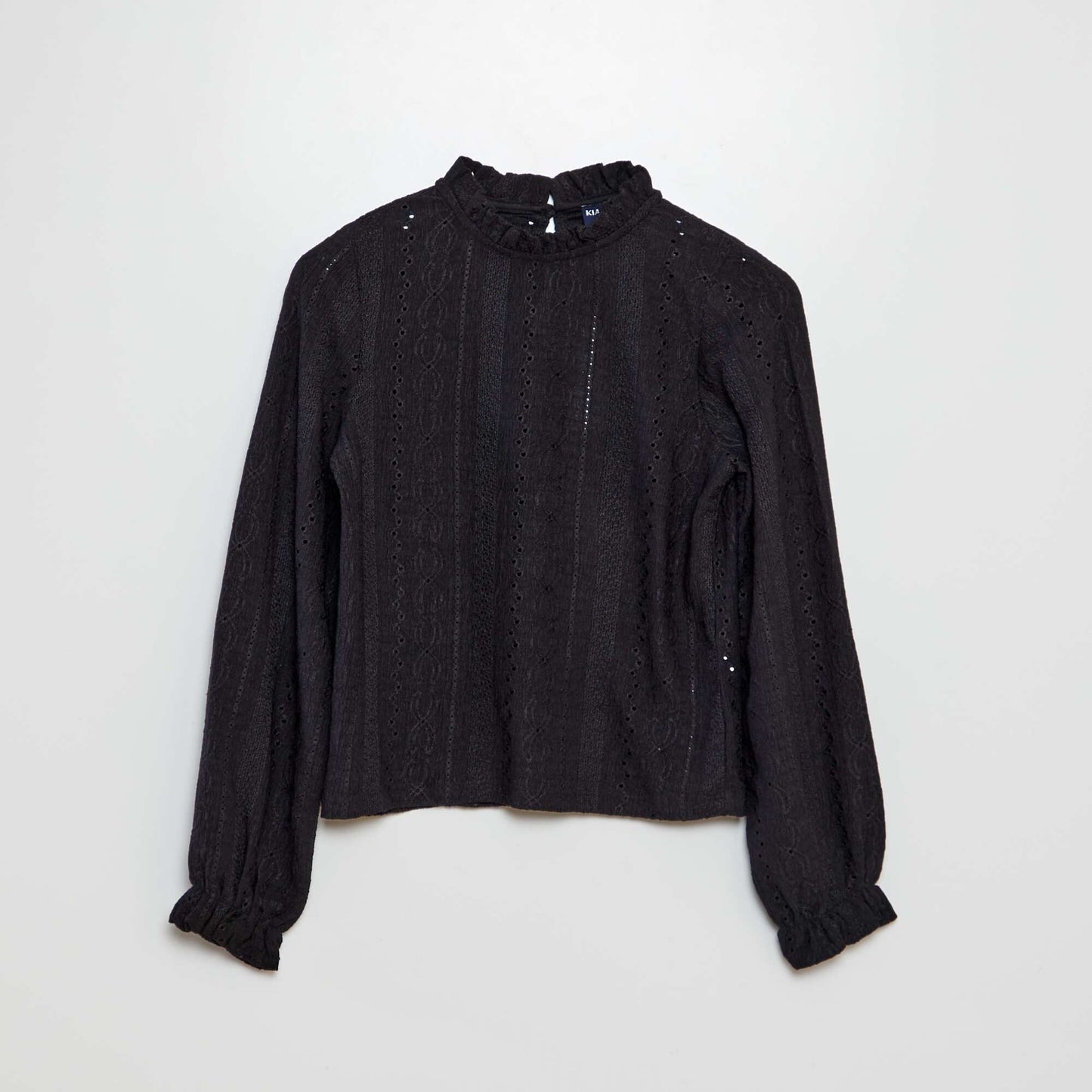 T-shirt à motifs ajourés noir