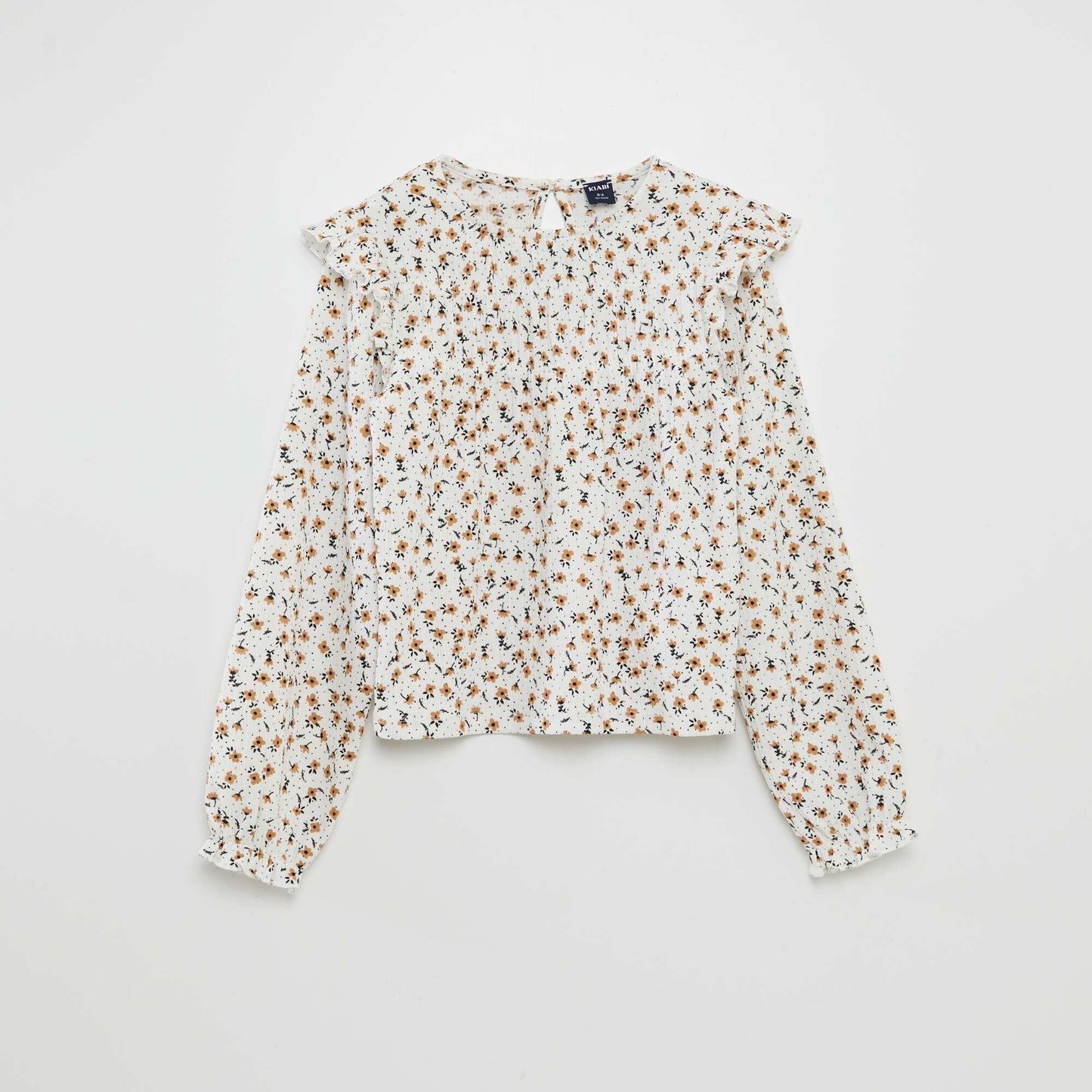 Blouse imprimé avec volants Blanc imprimé