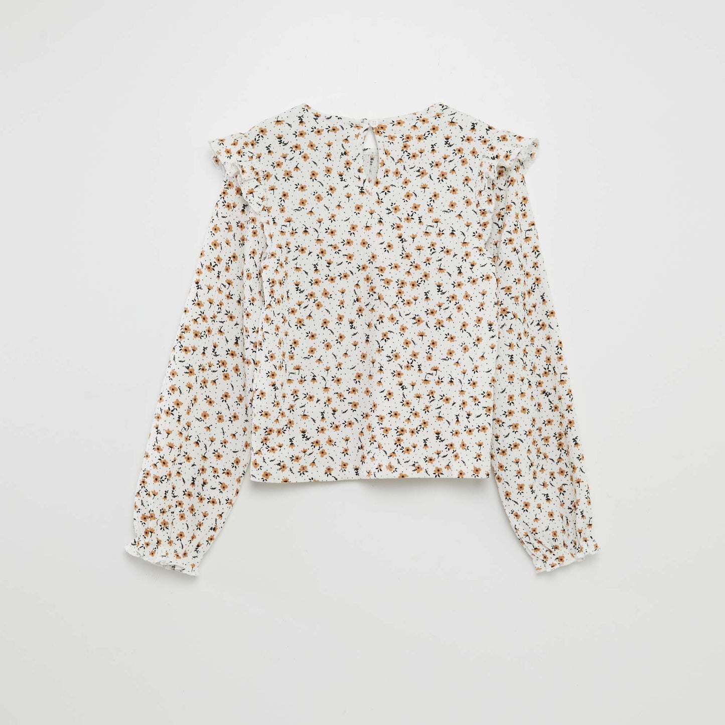Blouse imprimé avec volants Blanc imprimé