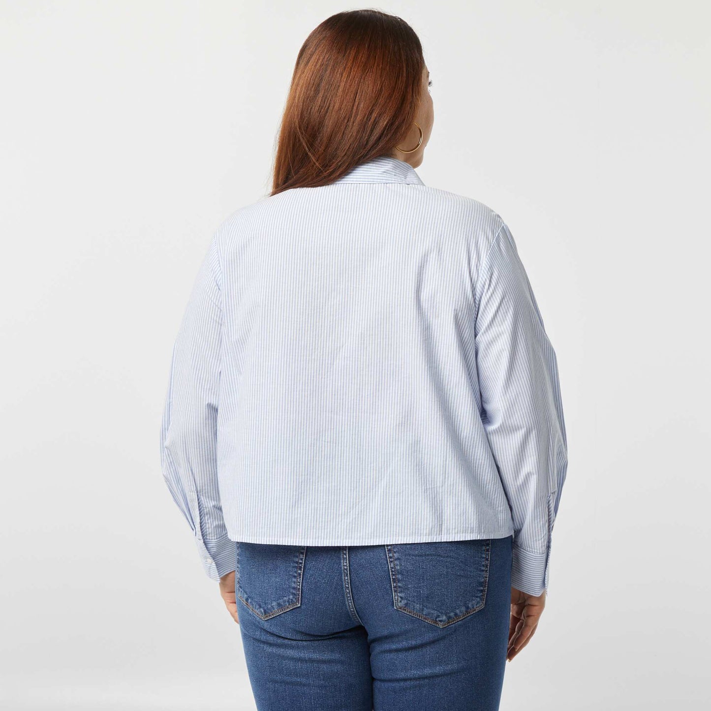 Chemise rayée avec broderies ajourées BLEU RAYé