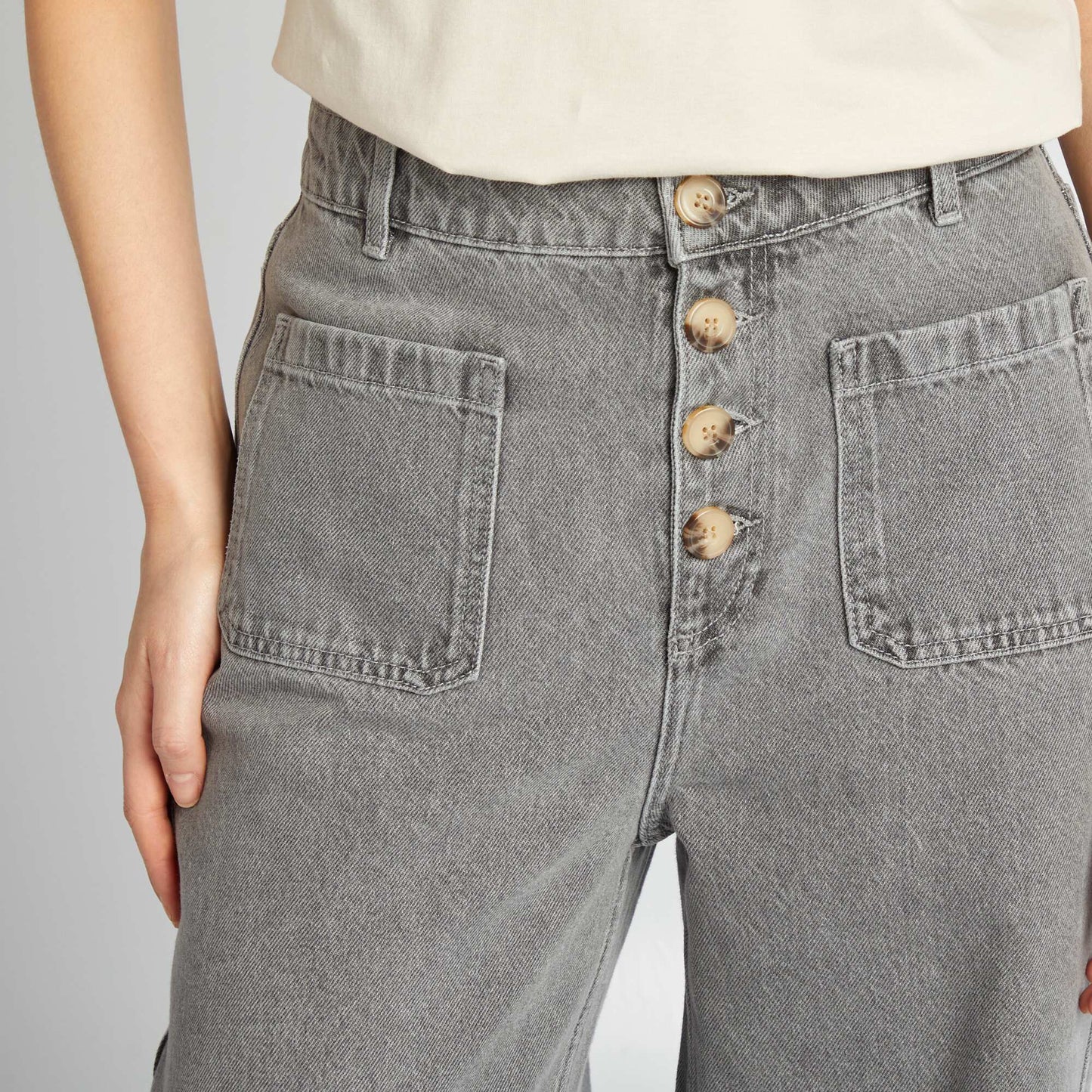 Jean coupe large taille haute GRIS