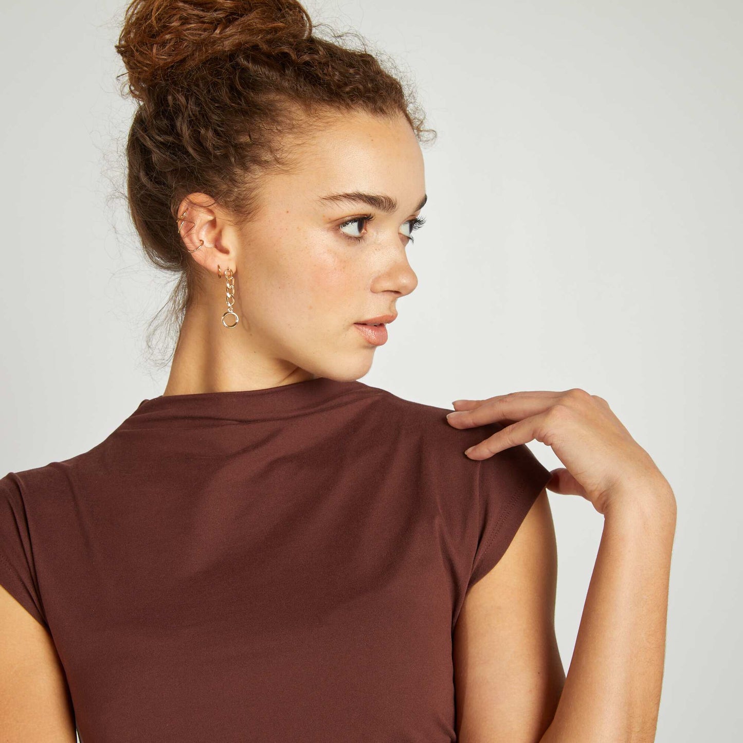 Robe longue effet drapé MARRON