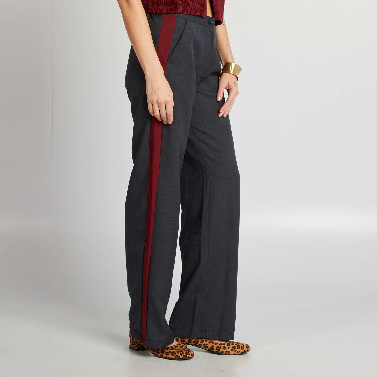 Pantalon city large avec bandes sur les côtés BLEU
