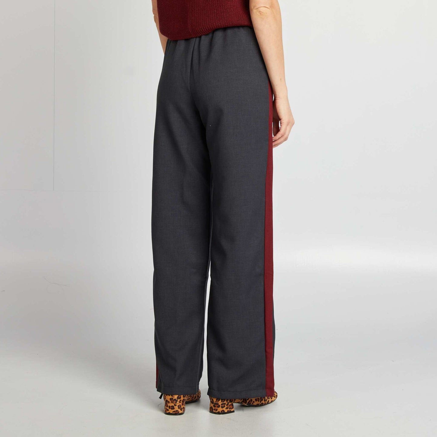 Pantalon city large avec bandes sur les côtés BLEU