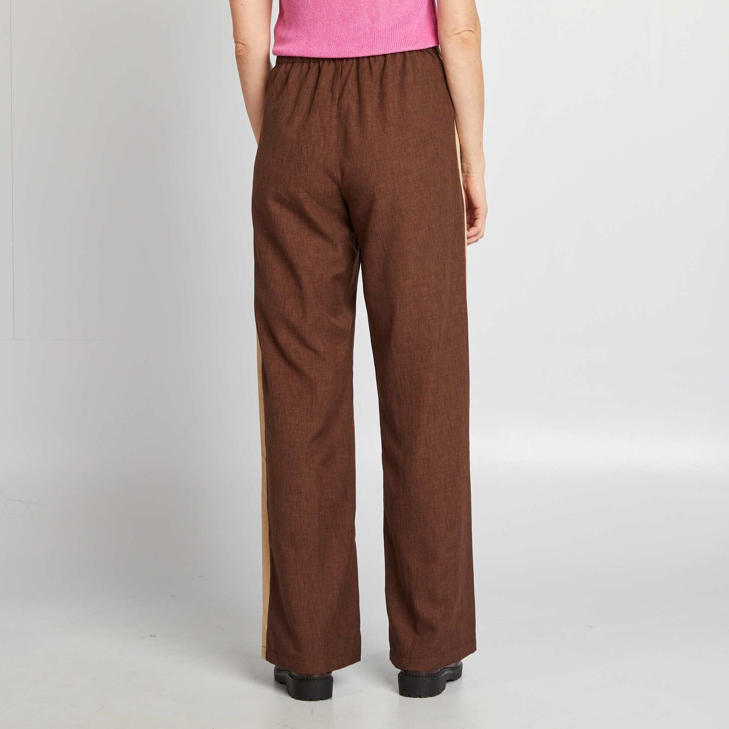 Pantalon city large avec bandes sur les côtés MARRON