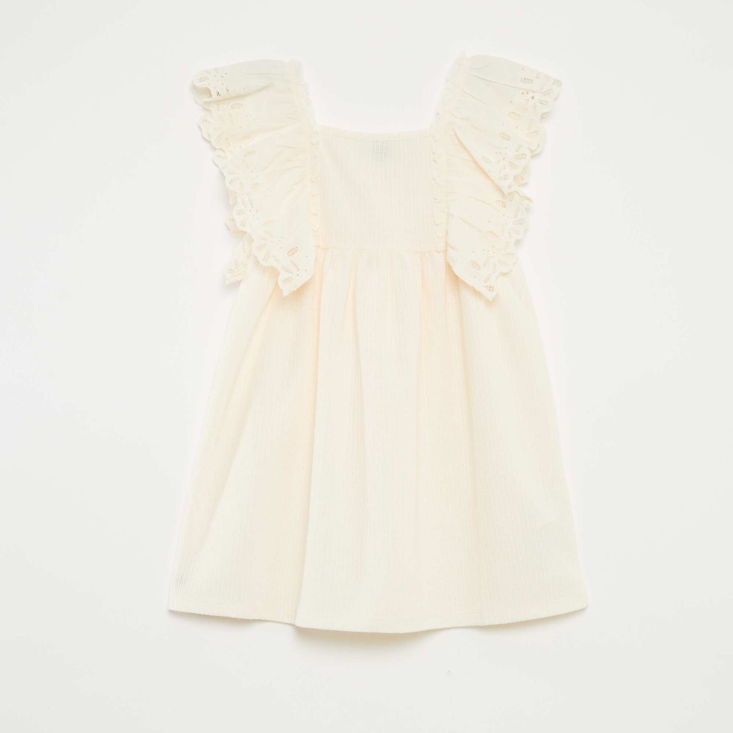 Robe en maille fantaisie avec volants BLANC