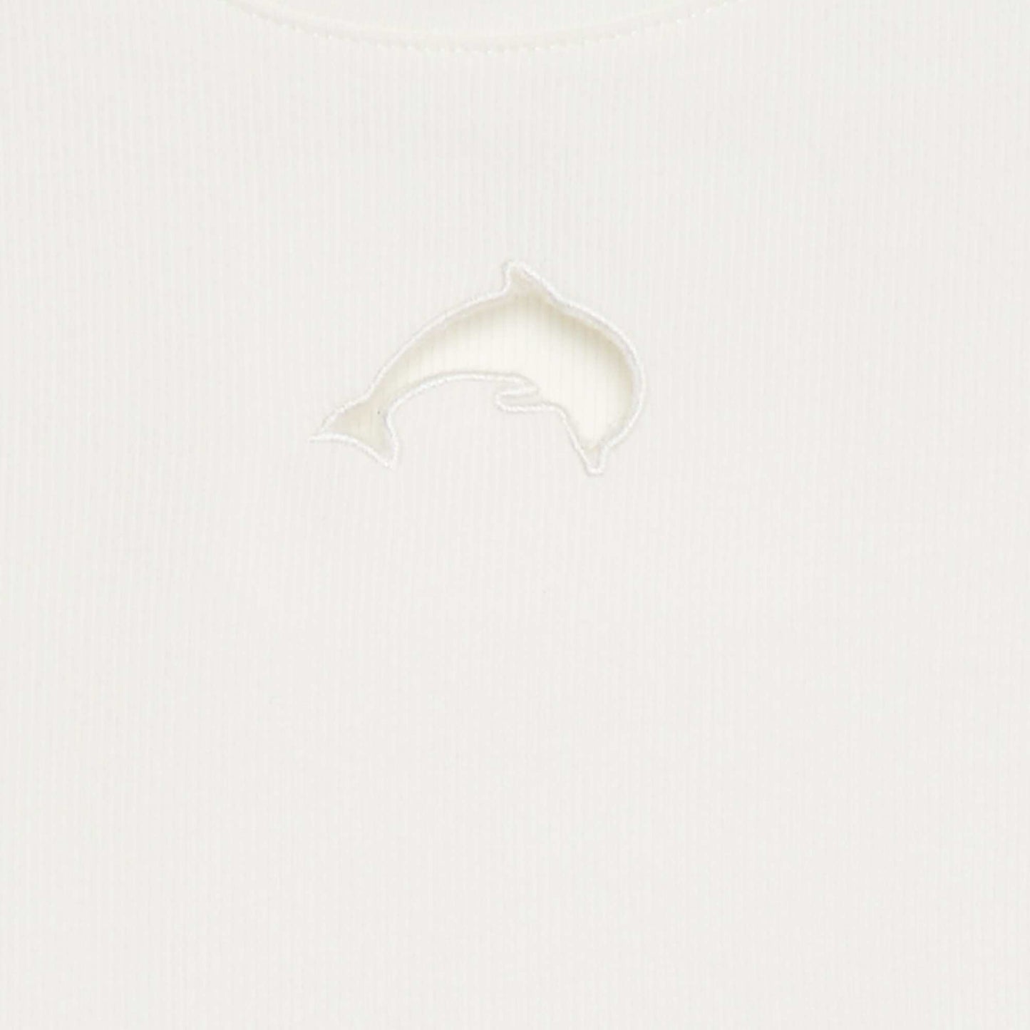 T-shirt côtelé fantaisie BLANC