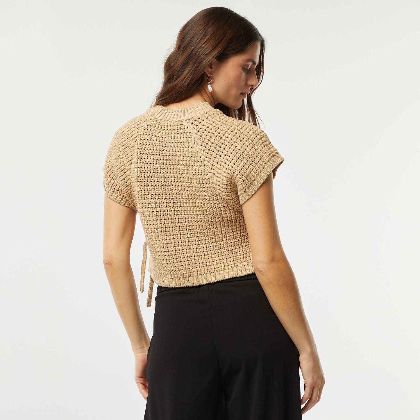 Pull en crochet sans manches BEIGE