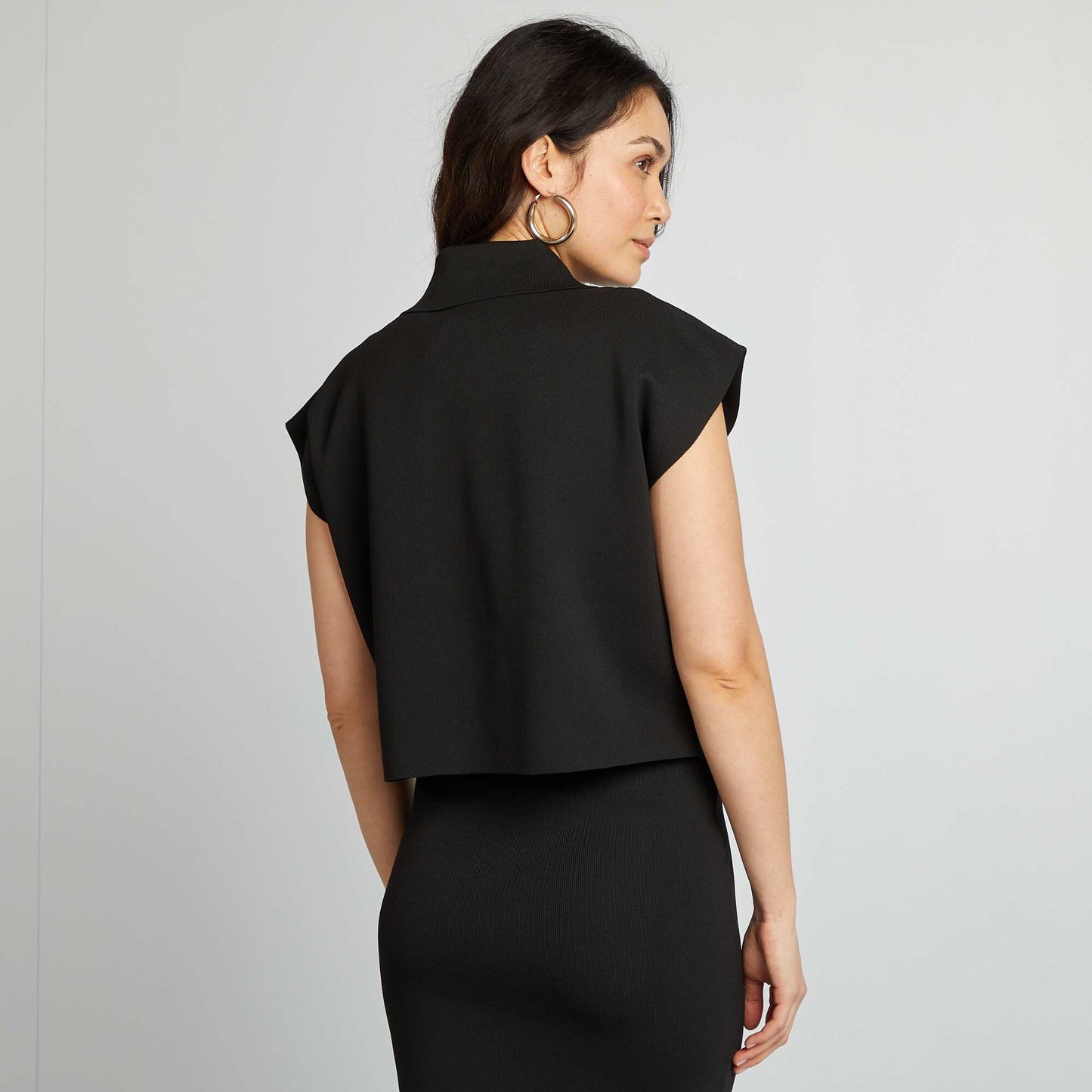 Pull cropped esprit blazer NOIR