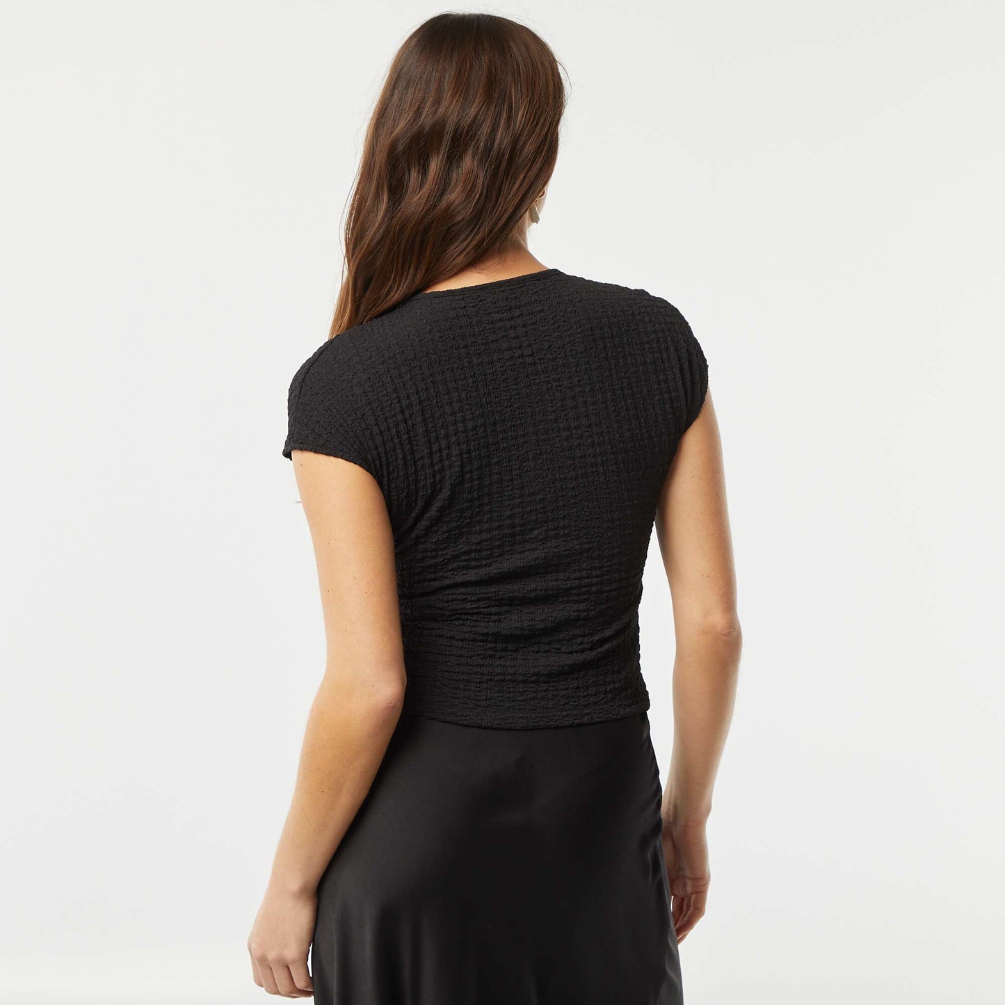 T-shirt en maille gaufrée NOIR