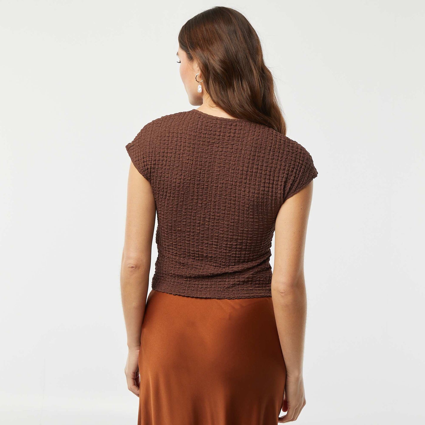 T-shirt en maille gaufrée MARRON