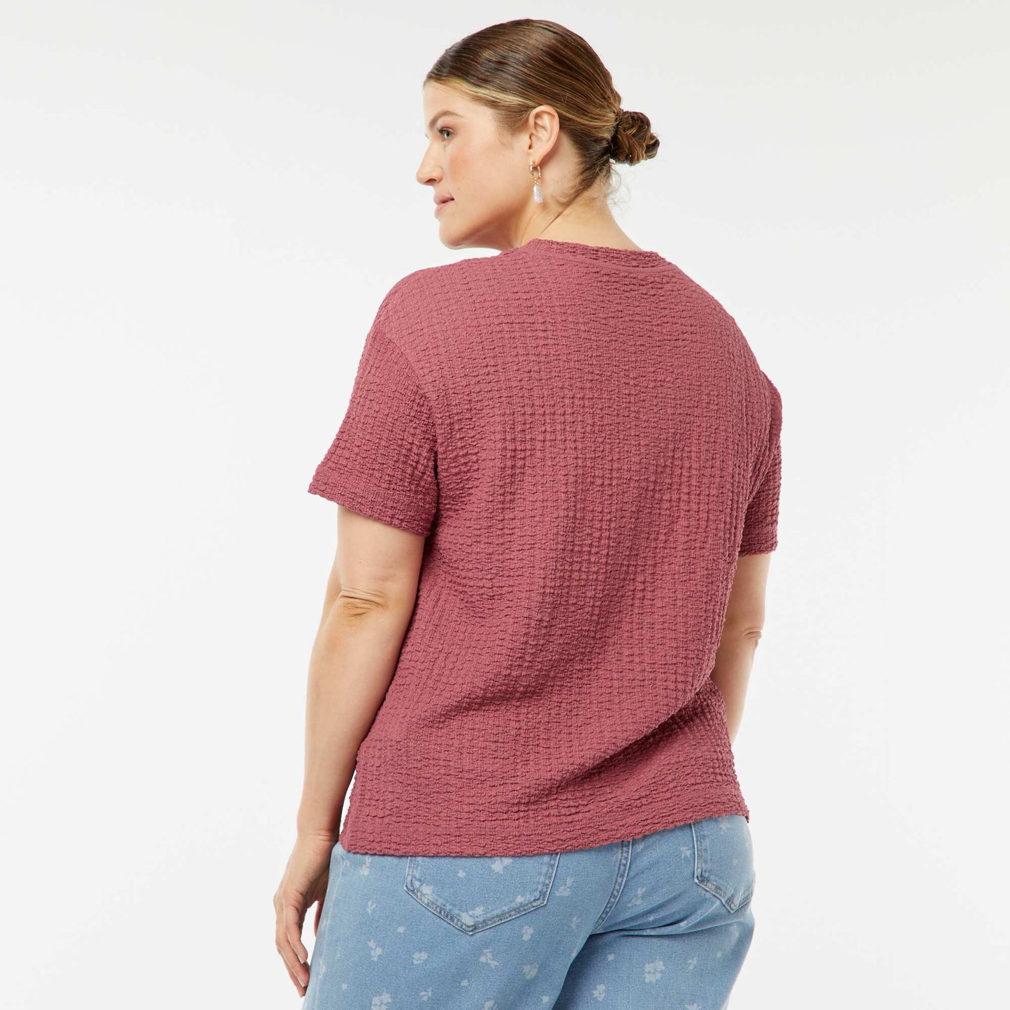 Tee-shirt large en maille gaufrée ROSE