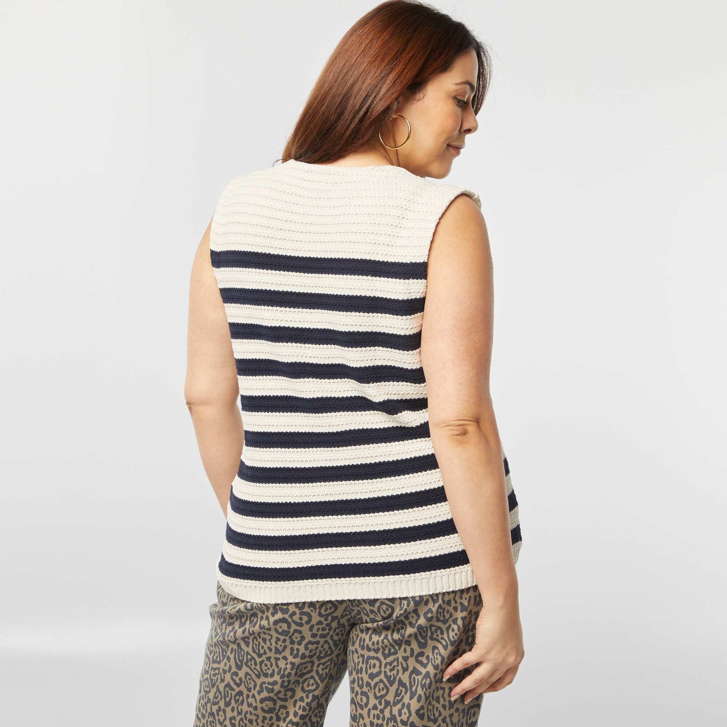 Pull sans manches en crochet BLEU