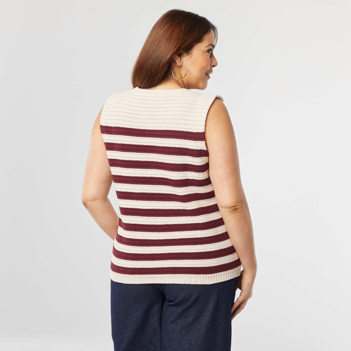 Pull sans manches en crochet ROUGE