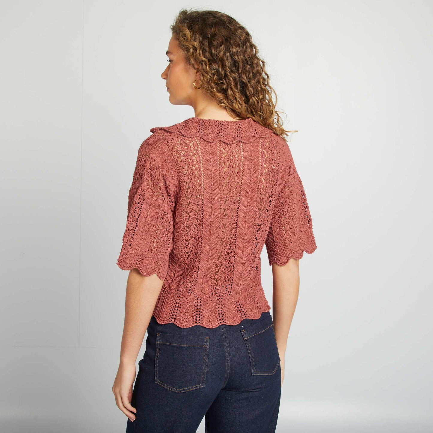 Pull ajouré col polo ROSE