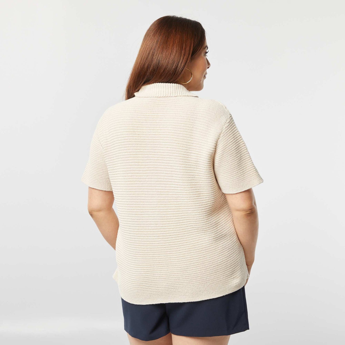 Gilet manches courtes côtelé BEIGE