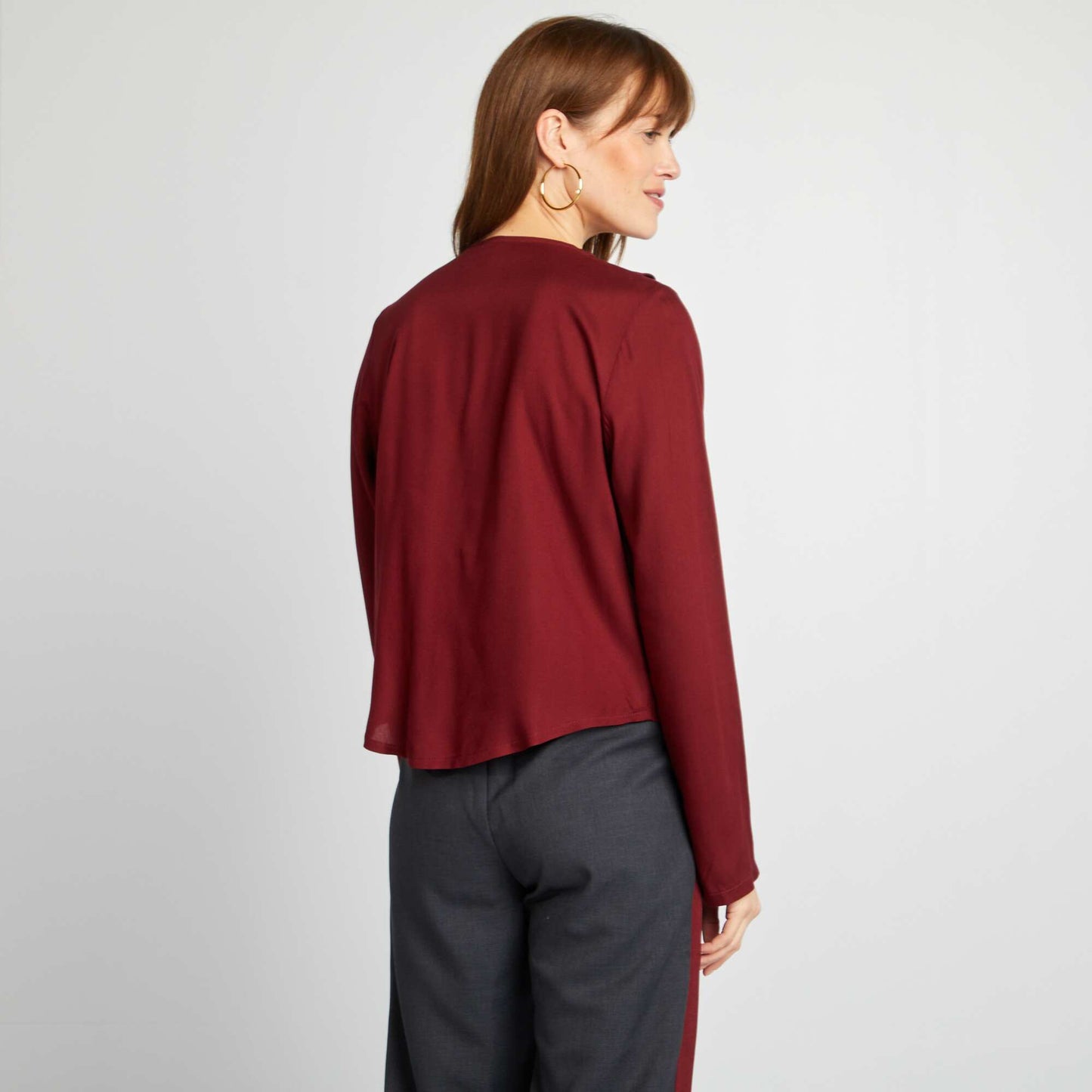 Blouse à volants à nouer ROUGE