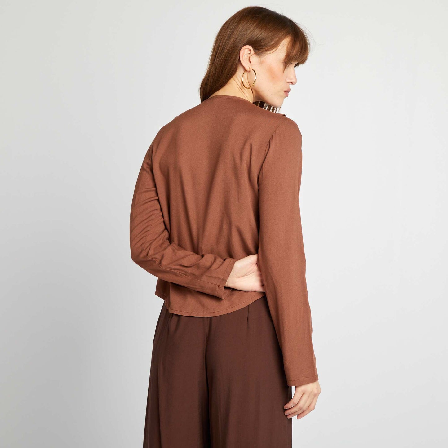 Blouse à volants à nouer MARRON