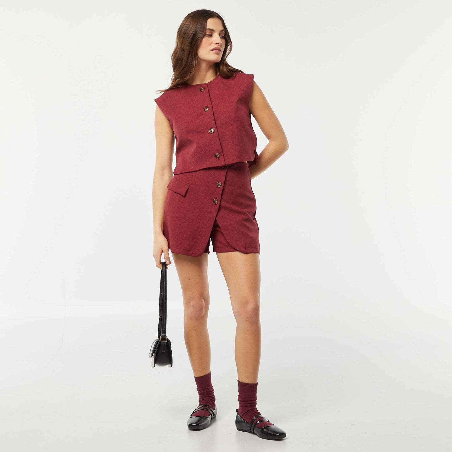 Veste sans manches unie ROUGE