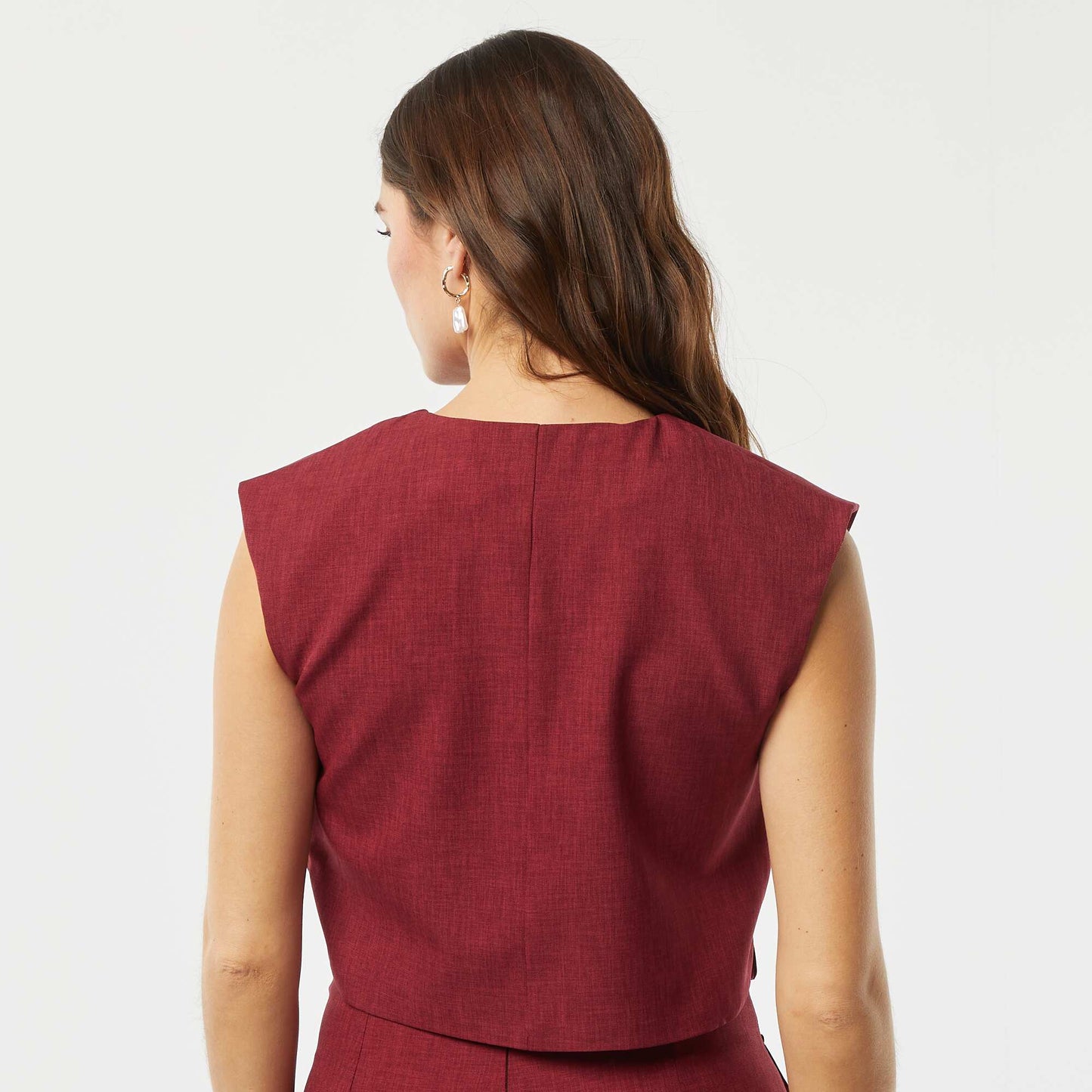 Veste sans manches unie ROUGE