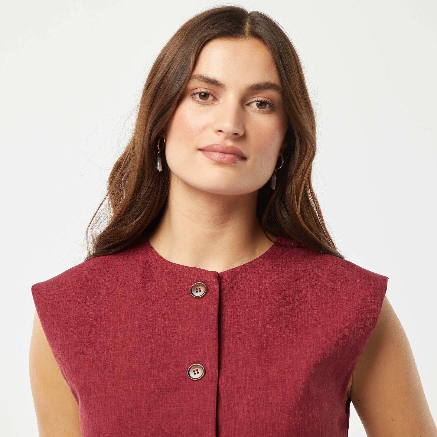 Veste sans manches unie ROUGE