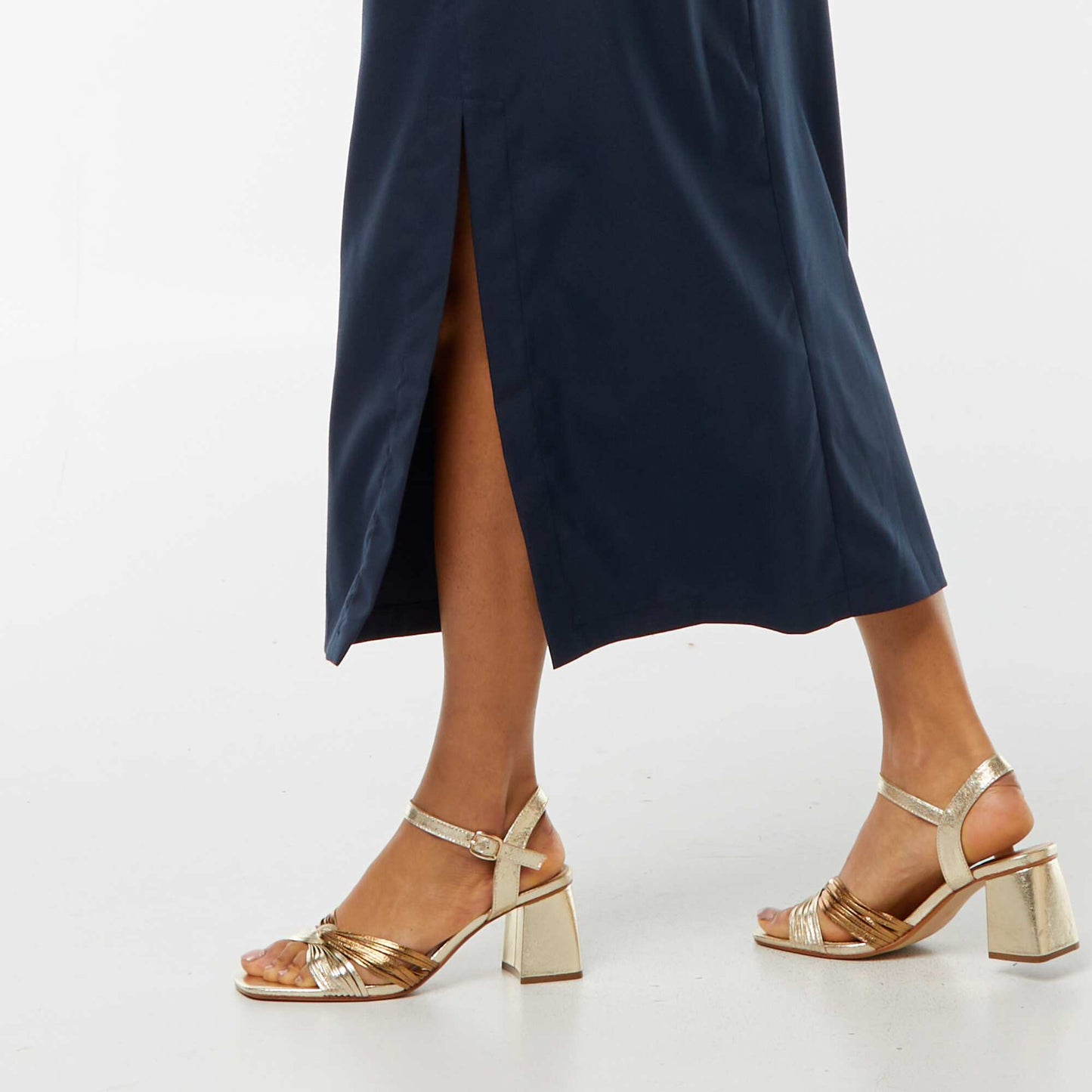 Robe midi effet twiste devant BLEU