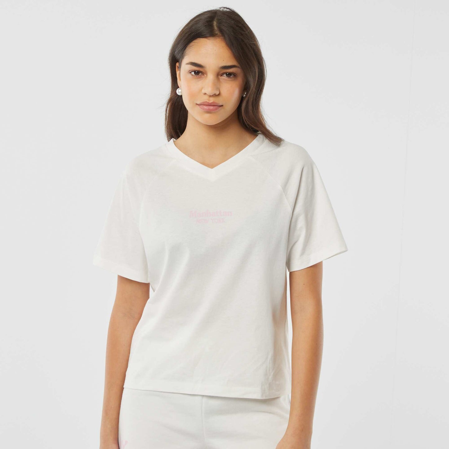 T-shirt manches courtes avec large imprimé au dos 'New York' BLANC