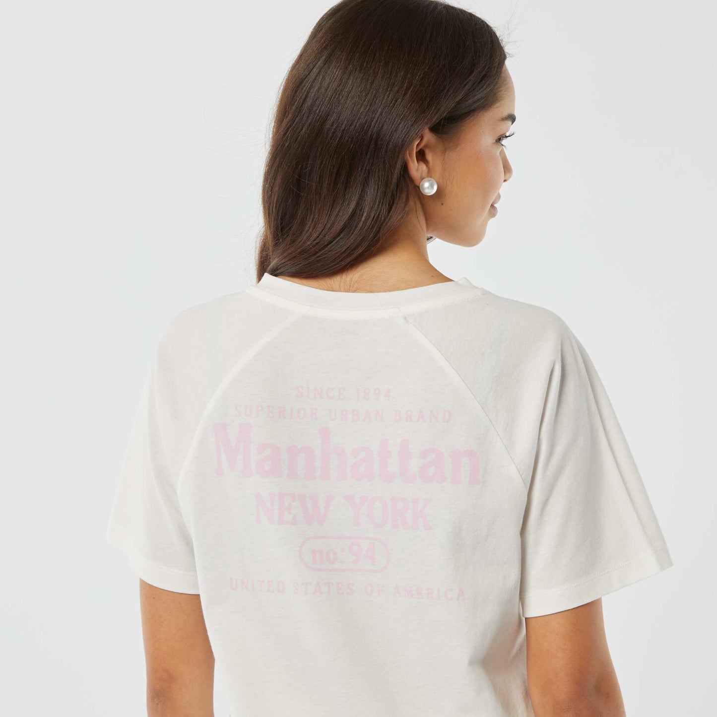 T-shirt manches courtes avec large imprimé au dos 'New York' BLANC