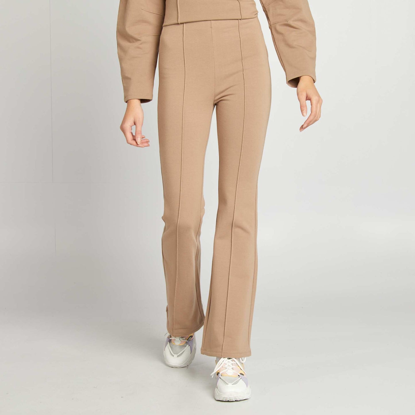 Pantalon flare en maille stretch BEIGE