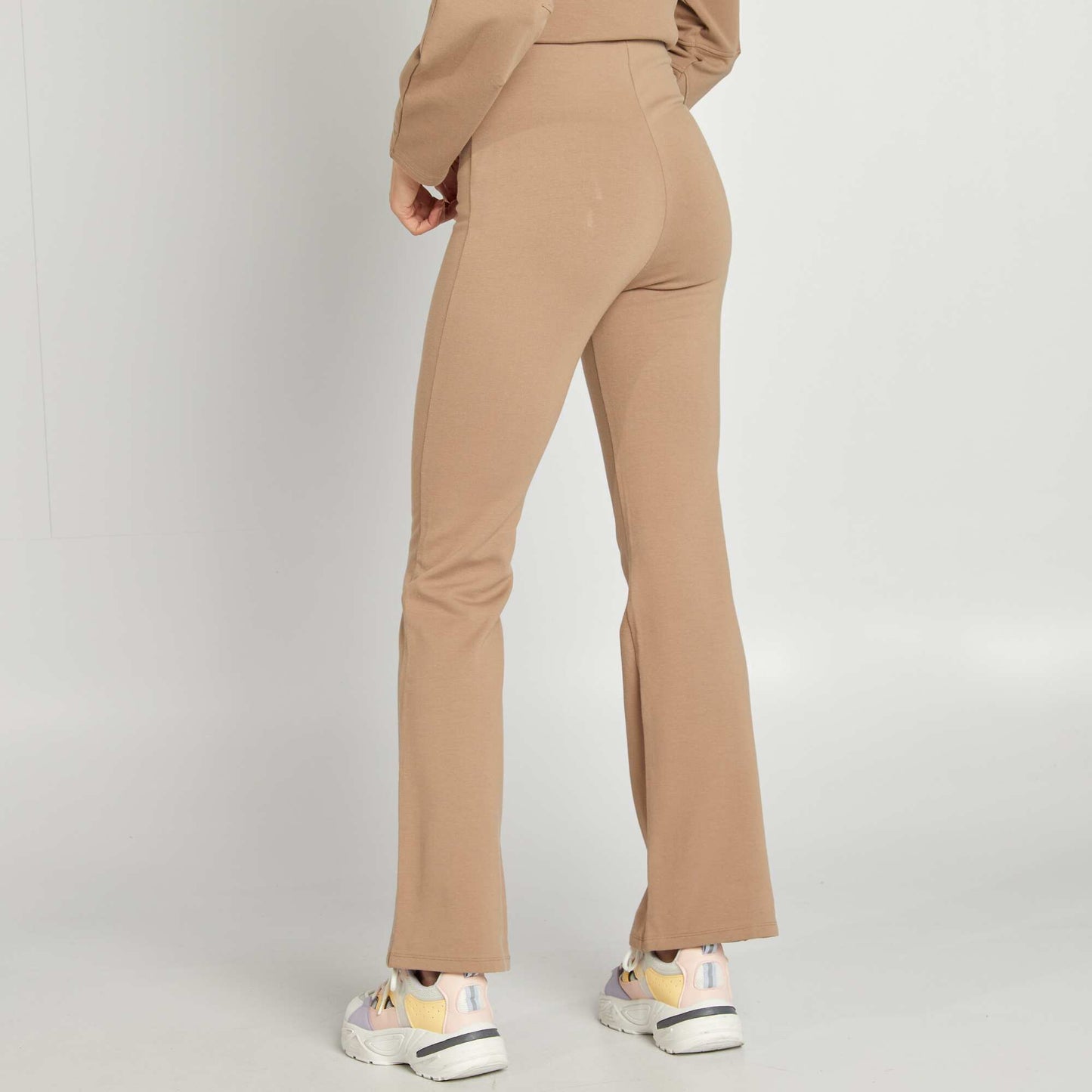 Pantalon flare en maille stretch BEIGE