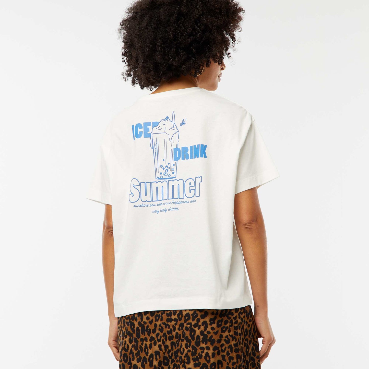 T-shirt à manches courtes imprimé recto/verso BLANC