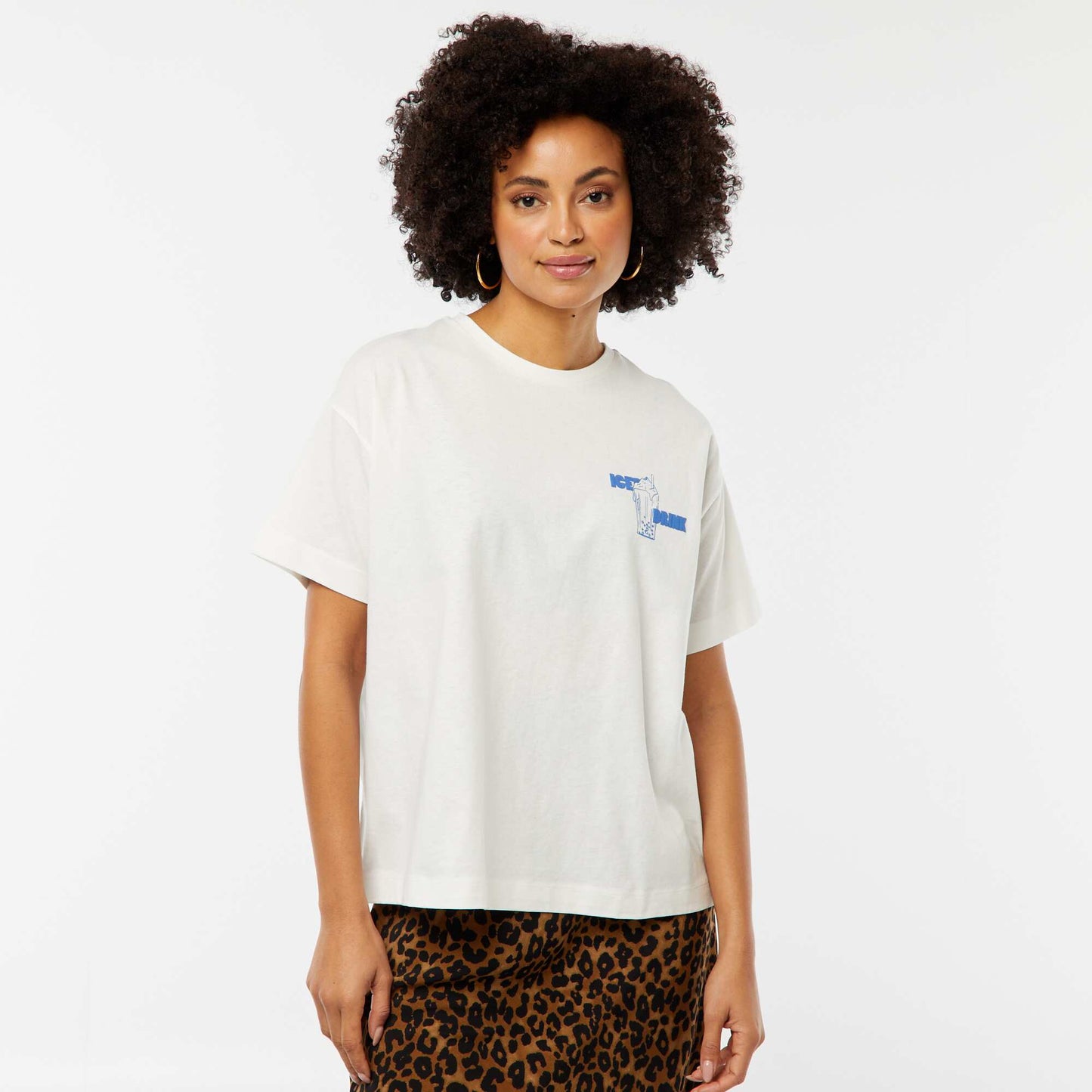 T-shirt à manches courtes imprimé recto/verso BLANC