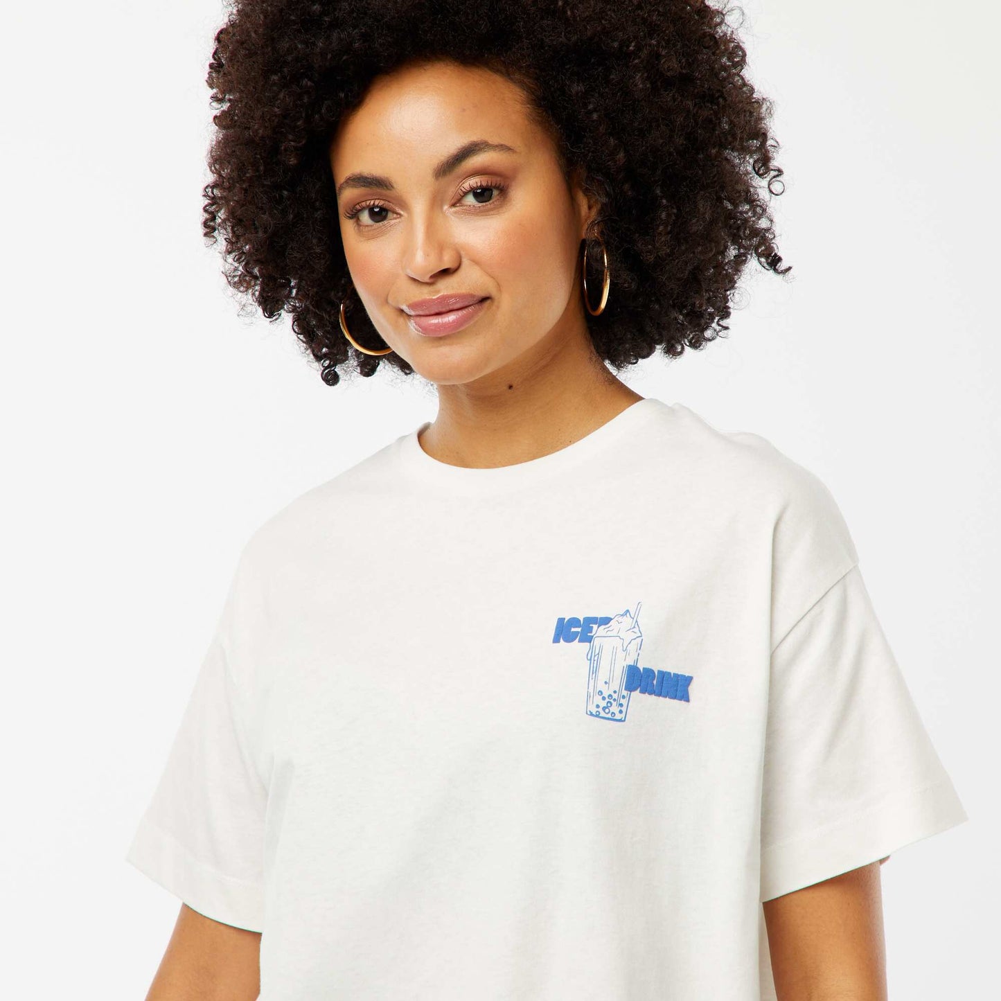 T-shirt à manches courtes imprimé recto/verso BLANC